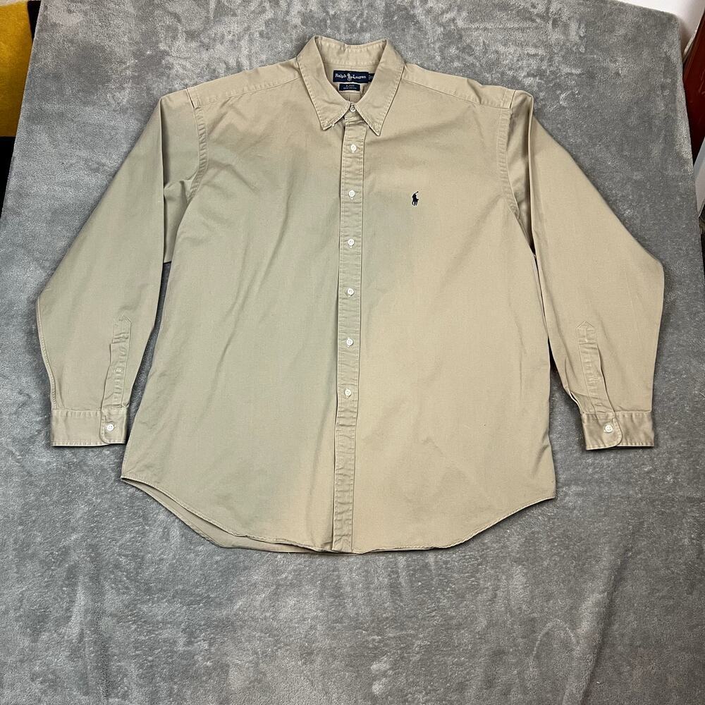 Vintage Ralph Lauren Blake Button Down‎ Shirt Mens XXL Tan Career